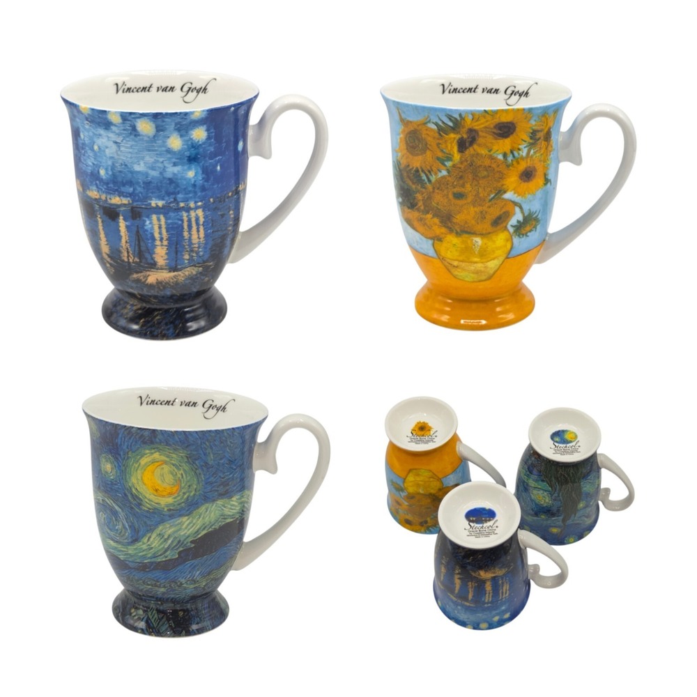Stechcol Vincent Van Gogh Art Bone China Coffee Tea Mug Set‎ of 3